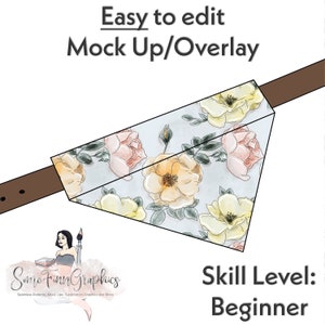 Dog Collar Bandana Mock-Up / Mock Up / Digital Mock up for Puppy Necktie Bandanas / PNG / Instructions Included