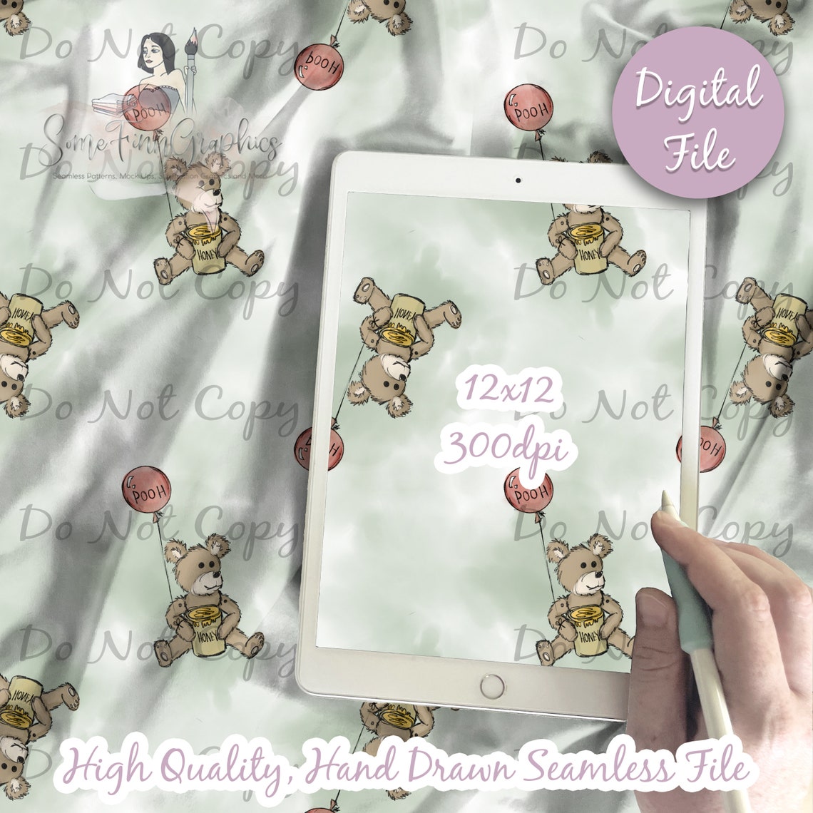 Winnie the Pooh Bear Digital Paper and Matching Sub Graphic Seamless