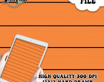 May include: A digital paper with a lined pattern in orange and black. The paper is 12x12 inches and 300 DPI. The text "HIGH QUALITY 300 DPI 12X12 HAND DRAWN SEAMLESS DIGITAL PAPER" is at the bottom of the image.