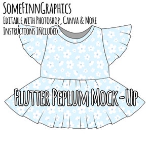 Flutter Sleeve Peplum Mock-Up / Peplum Shirt Mock Up / Digital Mock up for clothing / Flutter Short / Photoshop PNG / Instructions Included