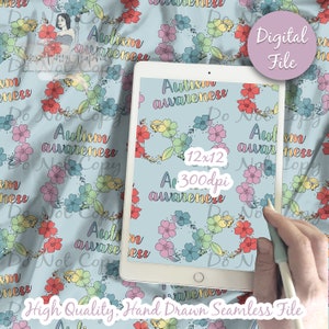 Autism Awareness Digital Paper - Seamless Awareness Pattern, Custom Infinity Floral Rainbow Fabric, Printable Scrapbook paper download