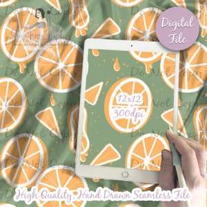Oranges Digital Paper, Seamless Fruit Pattern, Summer Food Fabric Download Orange Slices, Digital Printable Scrapbook paper