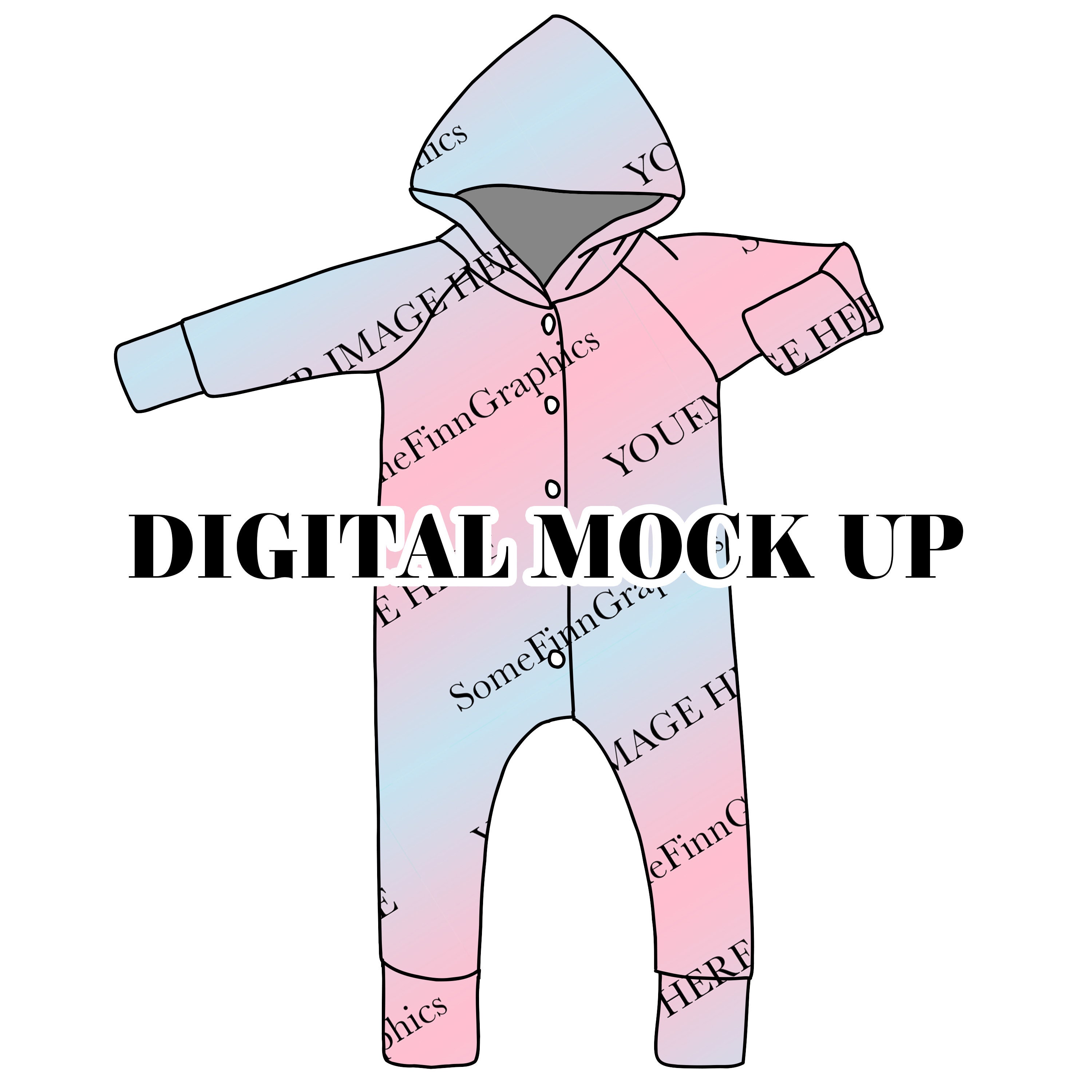 Long Sleeve Hooded Romper Mock-up 