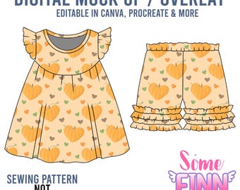 Flutter Outfit Mock-Up / Flutter Sleeve Shirt and Shorts Mock Up / Digital Mock up for clothing / Shorts with Ruffle / PNG