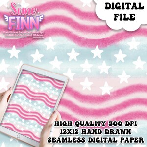 Distressed Stars Digital Paper, Seamless 4th of July Pattern, Flag Fabric Download, Patriotic, Digital Sublimation Printable Scrapbook