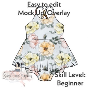 Skirted Leo Mock-Up / Sleeveless Dress Mock Up / Digital Mock up for clothing dress skirt flair shorts / PNG