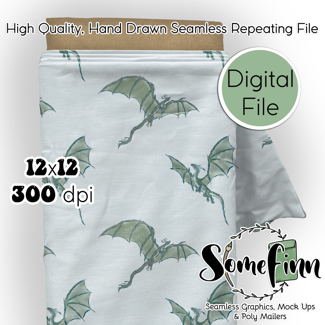 Dragons Digital Paper - Seamless Dragon Pattern, Dragons Flying Fabric ...