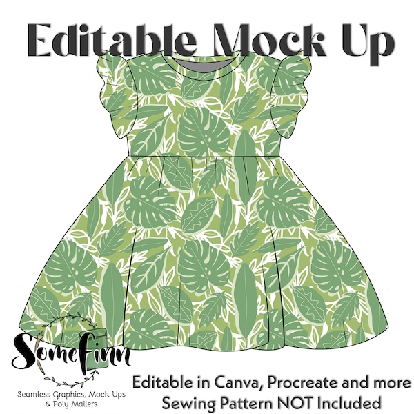 Flutter Sleeve Twirl Dress Mock-Up / Dress Mock Up / Digital Mock up for clothing / PNG