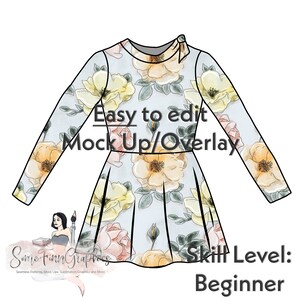 Long Sleeve Peplum Mock-Up / Peplum Shirt Mock Up / Digital Mock up for clothing / Flare Long / PNG / Instructions Included