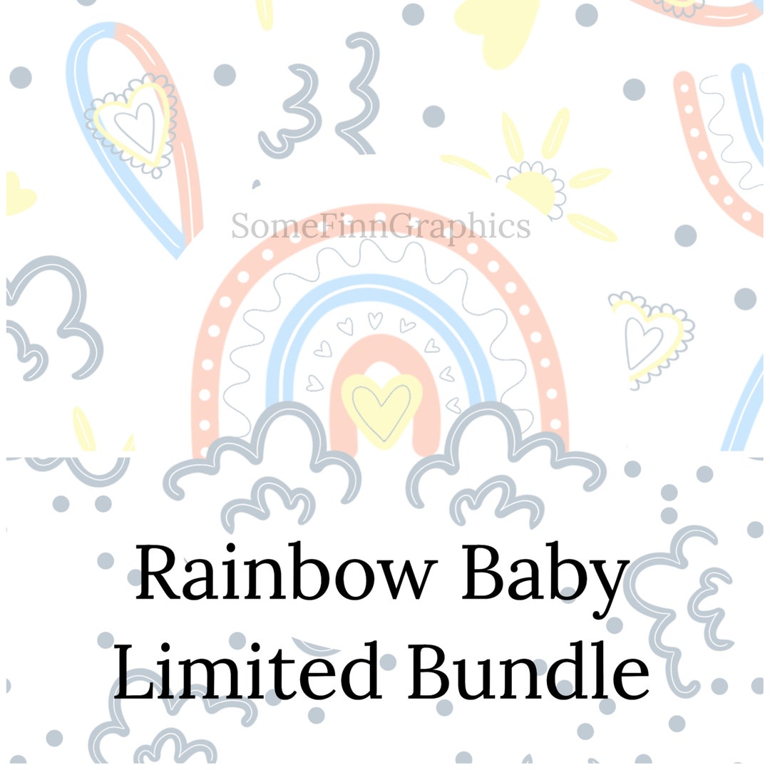 LIMITED BUNDLE Rainbow Baby Digital Paper, Seamless 1 on 4 Pattern, Infant Loss Awareness Fabric ...