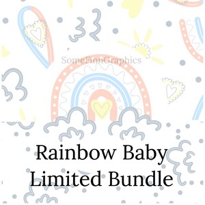 PACCHETTO LIMITATO Carta digitale Rainbow Baby, modello senza cuciture 1 su 4, tessuto per la consapevolezza della perdita infantile da scaricare, coordinate e sottotitoli stampabili