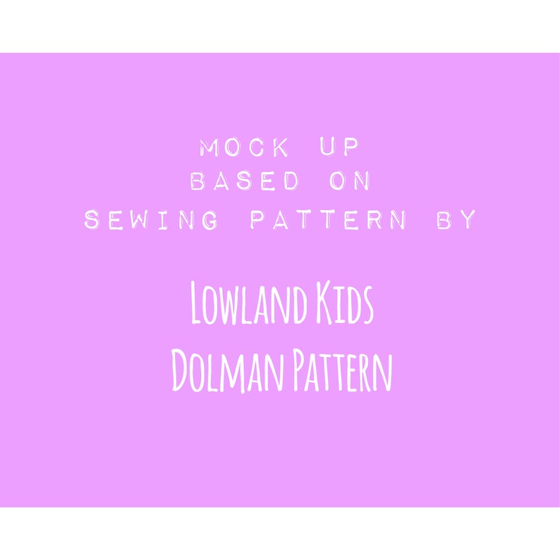 Pode incluir: Mockup baseado no padr&atilde;o de costura da Lowland Kids Dolman Pattern, em um fundo roxo claro.