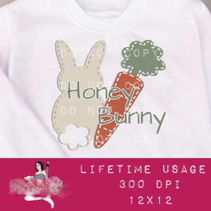 Honey Bunny Digital Graphic - Cute Rabbit Clip Art PNG, Design adesivo stampabile, Feltro finto 3D, Animale da fattoria, download sublimazione pasquale