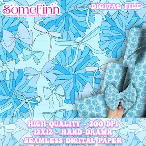 Cheer pom poms and bows Digital Paper, Seamless Pattern, Cheerleader Fabric download, Sports Dance Digital Scrapbook Paper