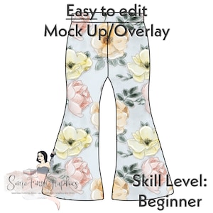 Flare Pants Mock-Up / Bell Leg Mock Up / Digital Mock up for clothing, pants, kids, baby, adult / PNG / Instructions Included