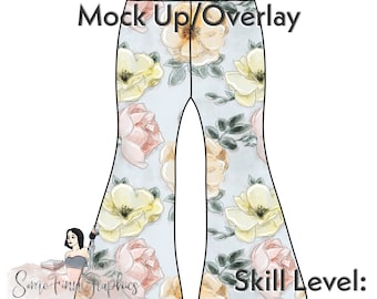 Flare Pants Mock-Up / Bell Leg Mock Up / Digital Mock up for clothing, pants, kids, baby, adult / PNG / Instructions Included