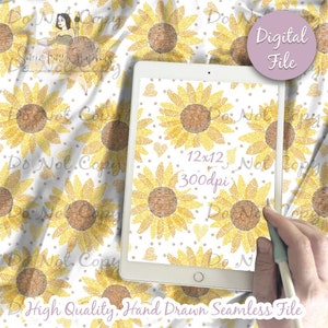 LIMITED Sunflower Digital Paper, Seamless floral texture Pattern, sun flower Fabric download rustic, Printable summer rustic flowers