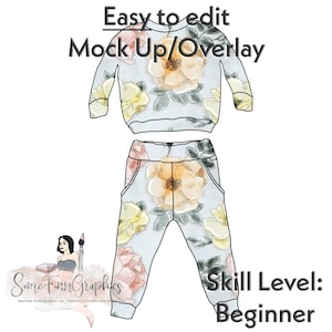 Lounge Set Mock-Up / Joggers Sweater Mock Up / Digital Mock up for clothing shirt kids baby / Photoshop and PNG / Instructions Included