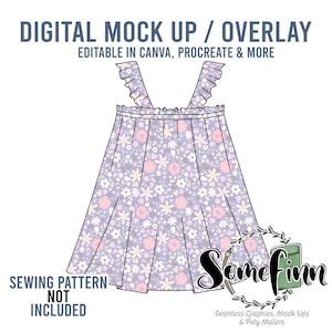 Editable Flutter Sleeve Dress Mock-Up | Baby Dress Design Template for Canva | Instant Download | Outlined Baby Clothing Mock-Up