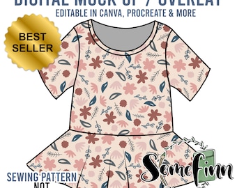 Kurzarm Schößchen Mock-Up / Schößchen Shirt Mock Up / Digital Mock up für Kleidung / Flare Short / Photoshop und PNG / Anleitung inklusive
