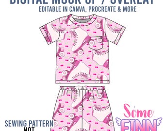 Lounge T-shirt Set Mock-Up / Shorts Mock Up / Digital Mock up for clothing shirt kids baby / PNG