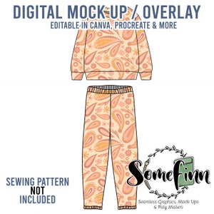 Sweat Pants and Crew Neck Sweatshirt Mock-Up / Joggers Sweater Mock Up / Digital Mock up for clothing shirt kids baby / PNG