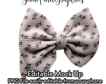 Realistic Bow Headwrap Mock-Up / Hair Accessory Textile Mock Up / Editable from mobile / Digital Mock up / Png files / Instructions Included