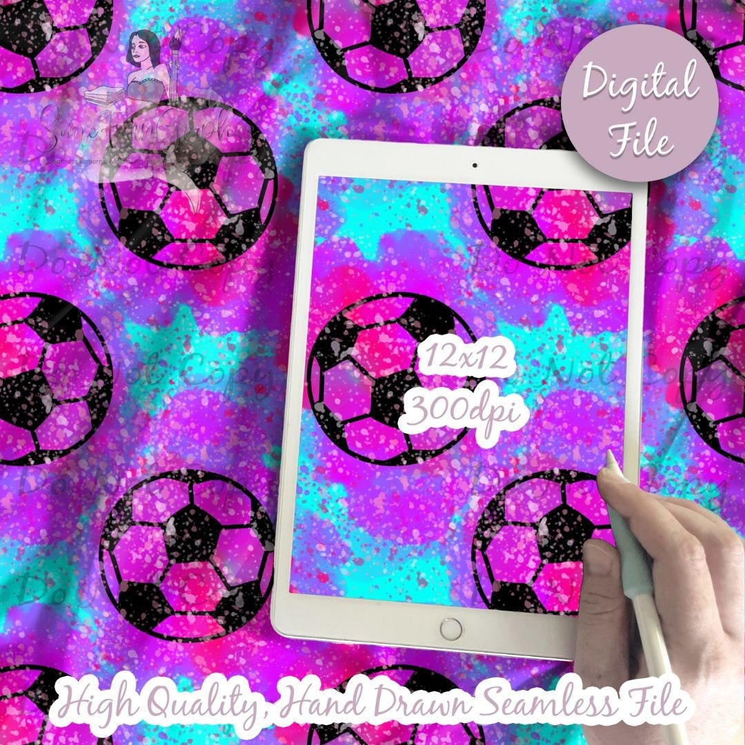 Soccer Neon Splatter Digital Paper, Seamless Pattern, Soccer Fabric ...
