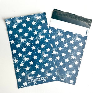 Poly Mailers 6x9, stars shipping bag, biodegradable mailers 6x9, polymail bags, cute mailer supply, christmas designer polymailers envelope