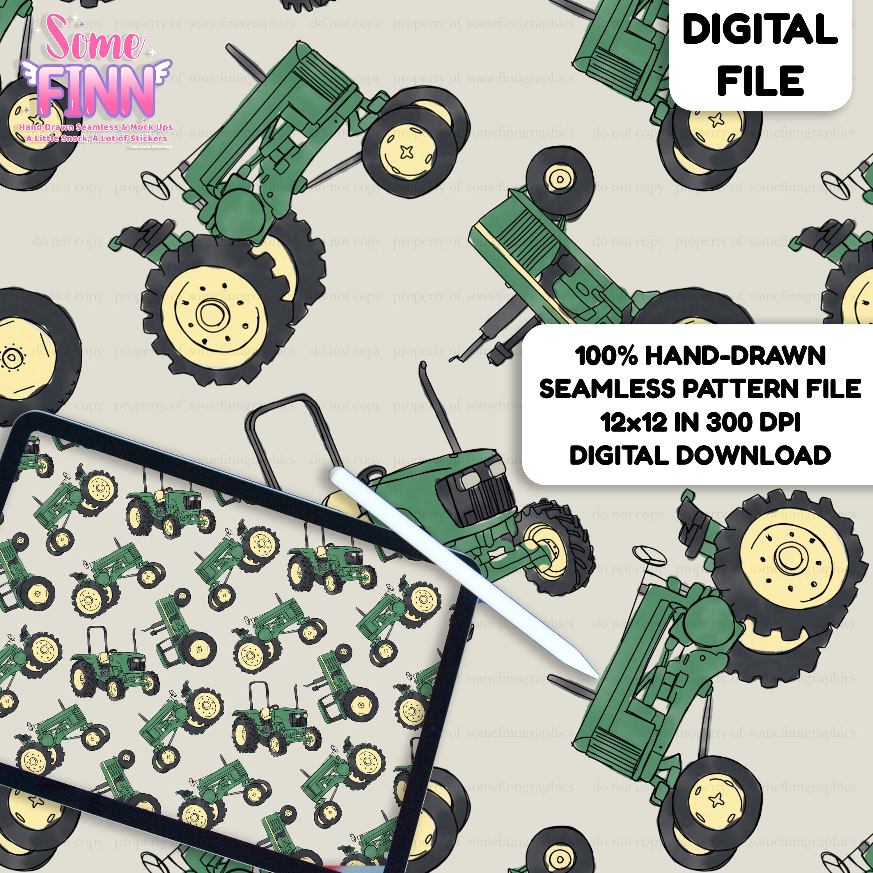 Green Tractor Seamless Pattern Repeating Fabric Design Digital Paper ...