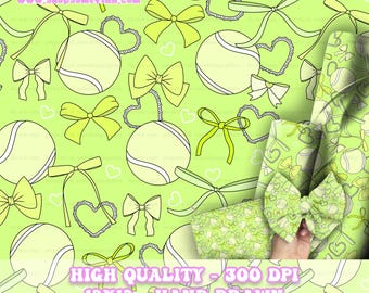 Tennis balls and bows Digital Paper, Seamless Pattern, Tennis Ball Fabric instant download, Play Ball Digital Scrapbook Paper, tennis repeat