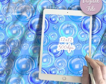 Bubbles Seamless Pattern, Digital Paper Bubble Design for Repeating Fabric Art, Iridescent Bubble bathtime printable scrapbook paper