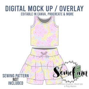 Skirt and Tank Top Mock-Up / Skirt Mock Up / Digital Mock up for clothing skirts flair / PNG / Summer Outfit Mock Up
