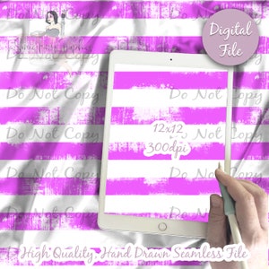 May include: A digital file of a seamless pattern with white and pink horizontal stripes. The stripes have a distressed, textured look. The file is 12 inches by 12 inches and 300 dpi. The text "Do Not Copy" appears multiple times on the image.