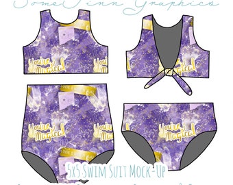Knot Swimsuit Mock-Up / Knotted Swim Suit Mock Up / Digital Mock up for clothing bathing suit / Photoshop and PNG / Instructions Included