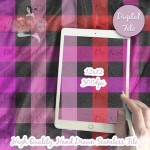 Plaid Pink Seamless Design Pattern, Valentine Plaid pattern fabric, Digital Sublimation Printable Scrapbook