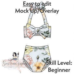 Bow Bikini Swimsuit Mock-Up / Knotted Swim Suit Mock Up / Digital Mock up for clothing bathing suit / PNG / Instructions Included