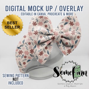 Realistic Bow Headwrap Mock-Up / Hair Accessory Textile Mock Up / Editable from mobile / Digital Mock up / Png files / Instructions Included
