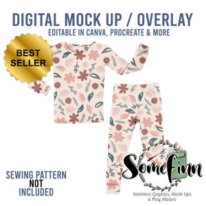 Pajamas Realistic Mock-Up / Winter Mock Up / Editable from mobile / PJ Digital Mock up / PNG / Instructions Included