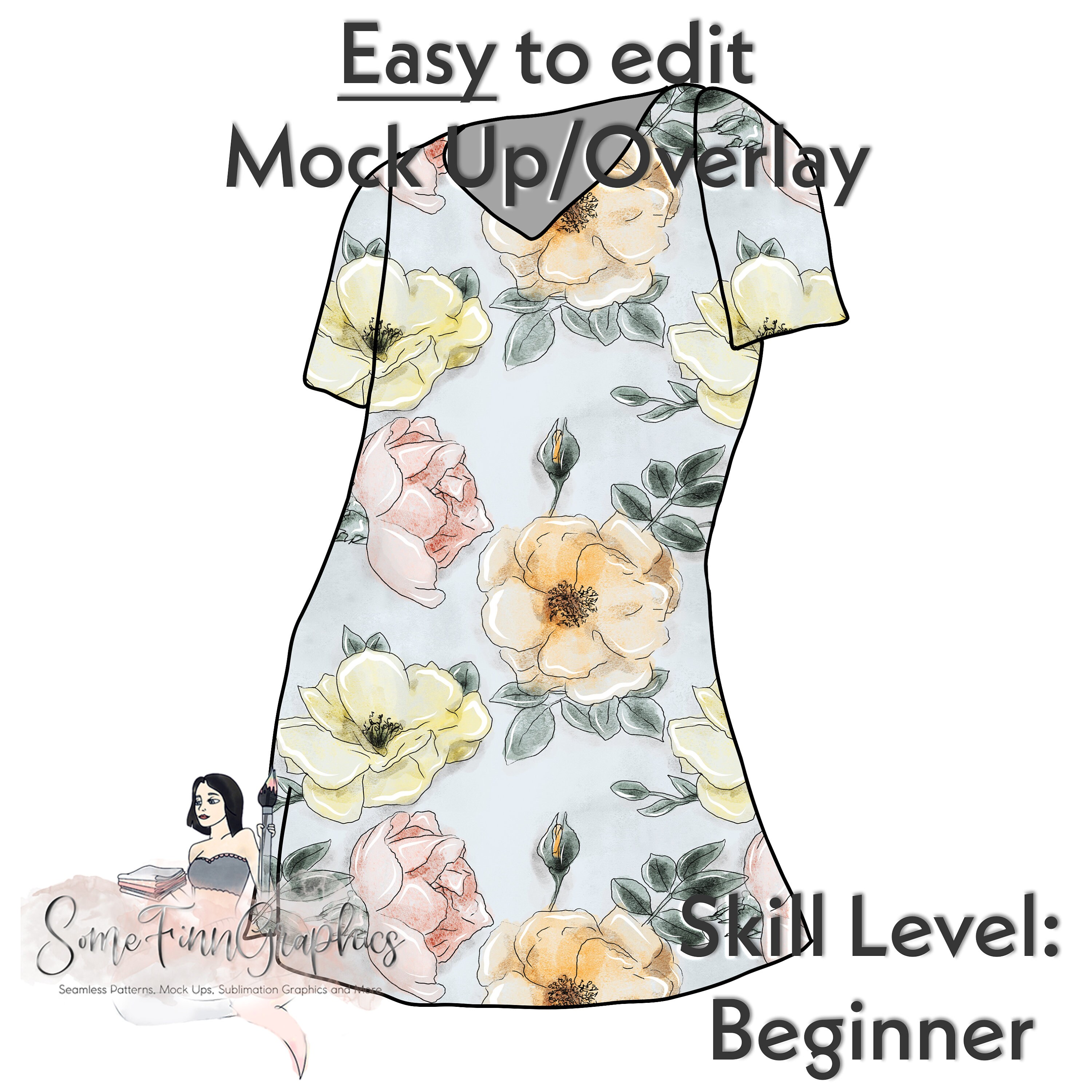 Shirt Dress Mock-up / T Shirt Dress Mock up / Short Sleeve Dress Digital Mock  up for Clothing / PNG / Instructions Included - Etsy, image size:3000x3000