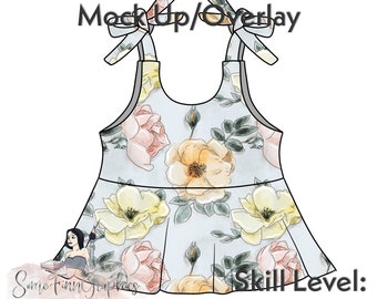 Sleeveless Tie Peplum Mock-Up / Tank Peplum Shirt Mock Up / Digital Mock up for clothing / PNG / Instructions Included