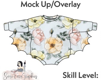 Bat Wing Sweater Romper Mock-Up / Rompers Mock Up / Digital Mock up for clothing baby toddler kids / PNG / Instructions Included