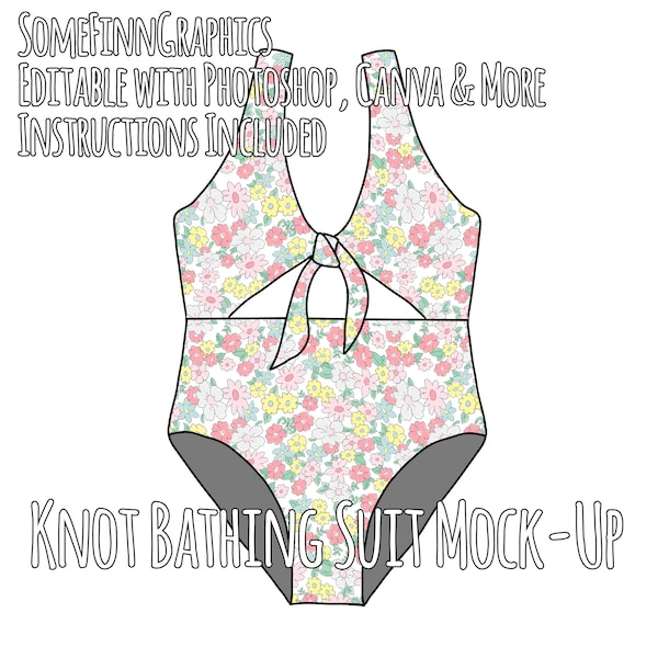 Knot Swimsuit Mock-Up / Knotted Swim Suit Mock Up / Digital Mock up for clothing bathing suit / Photoshop and PNG / Instructions Included