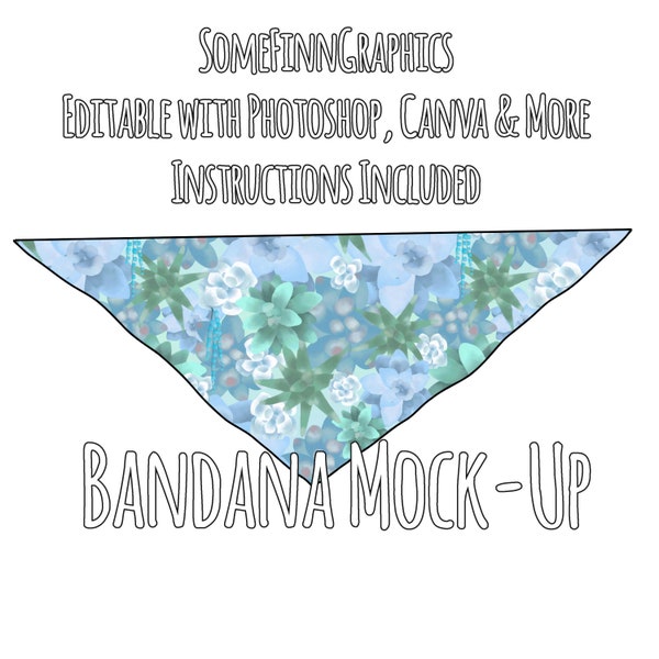 Bandana Mock-Up / Bib Mock Up / Digital Mock up for Dog Necktie Bandanas / Photoshop and PNG / Instructions Included