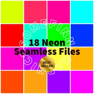 18 Neon Solid Seamless Files Bundle Digital Paper - Seamless Pattern, 5x5 Repeating Printable Scrapbook paper download