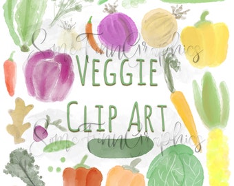 Watercolor Vegetable Clipart, Food digital stickers, Gardening clip art, healthy food digital stickers, watercolor plant clipart, download