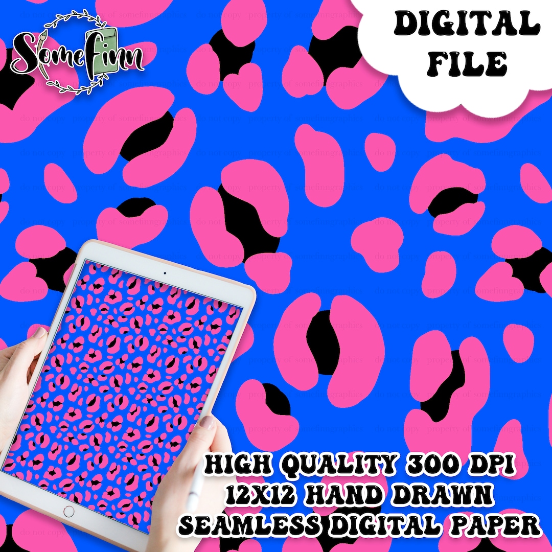 Bright Blue and Hot Pink Leopard Print Seamless Pattern, Animal Print ...