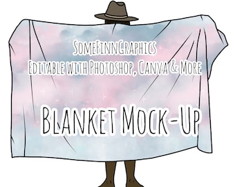 Decke Mock-Up / Stoff Mock Up / Digital Mock Up für Quilt Stoffe Drapiert / Photoshop und PNG / Anleitung enthalten