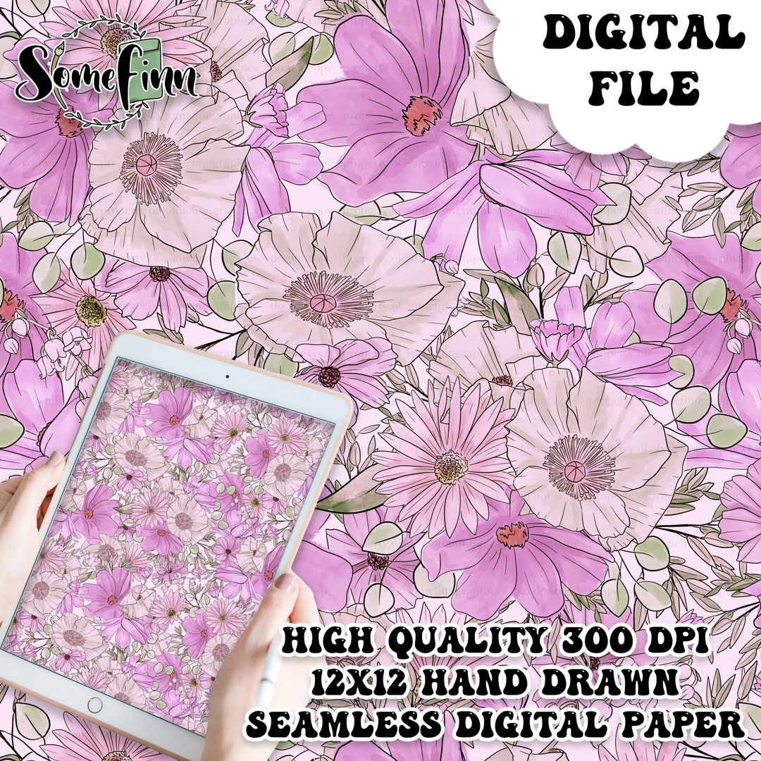 Watercolor Mini Floral Seamless Digital Paper Pattern, Fabric Design or ...