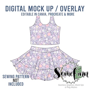 Skirt and Tank Top Mock-Up / Skirt Mock Up / Digital Mock up for clothing skirts flair / PNG / Summer Outfit Mock Up